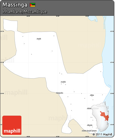 Classic Style Simple Map of Massinga, single color outside
