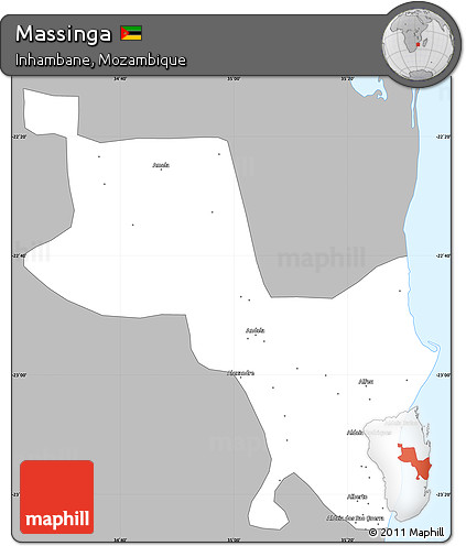Gray Simple Map of Massinga, single color outside