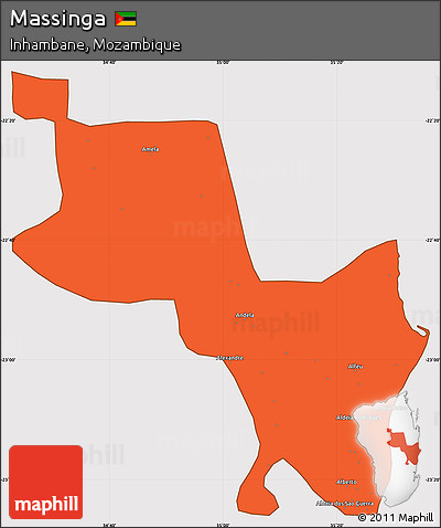 Political Simple Map of Massinga, cropped outside