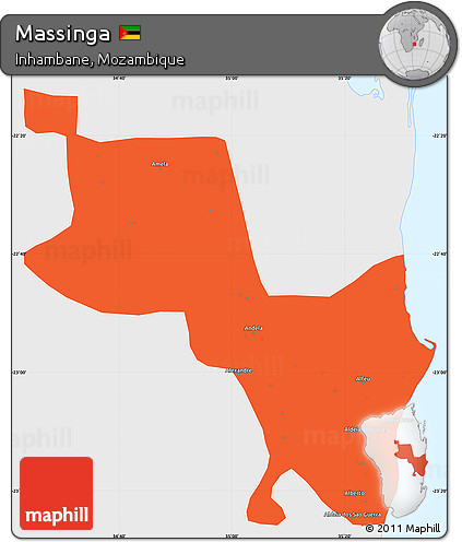 Political Simple Map of Massinga, single color outside