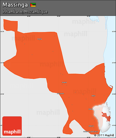 Political Simple Map of Massinga, single color outside