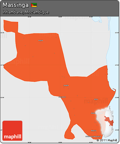 Political Simple Map of Massinga, single color outside