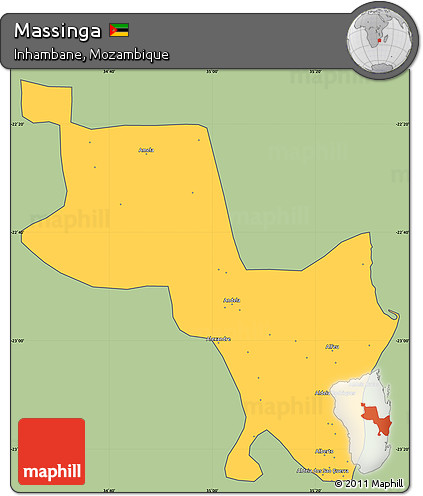 Savanna Style Simple Map of Massinga, cropped outside