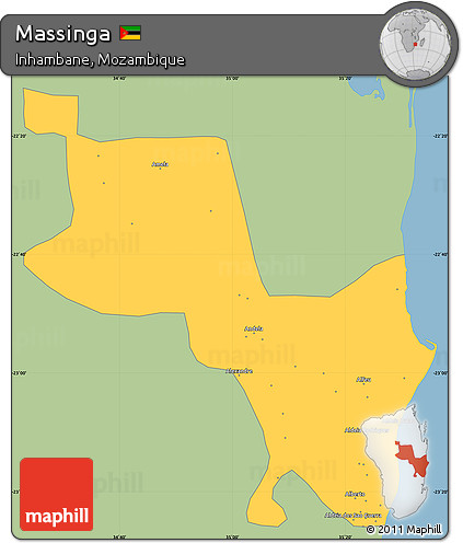 Savanna Style Simple Map of Massinga, single color outside