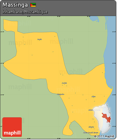 Savanna Style Simple Map of Massinga, single color outside