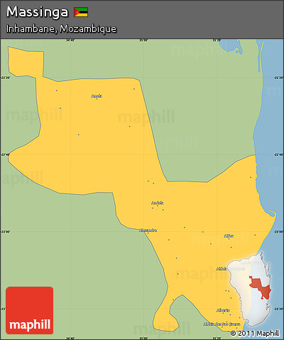 Savanna Style Simple Map of Massinga, single color outside