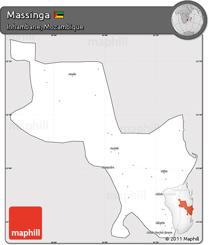Silver Style Simple Map of Massinga, cropped outside