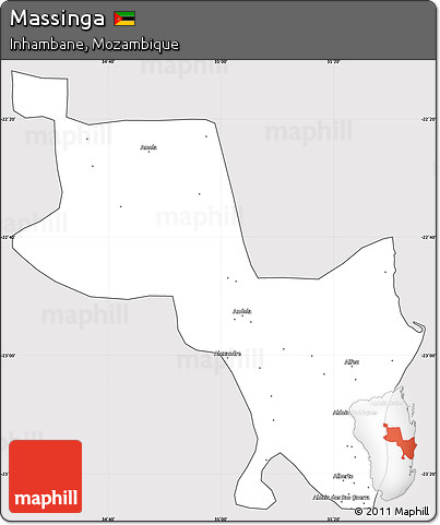 Silver Style Simple Map of Massinga, cropped outside