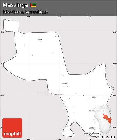 Silver Style Simple Map of Massinga, cropped outside
