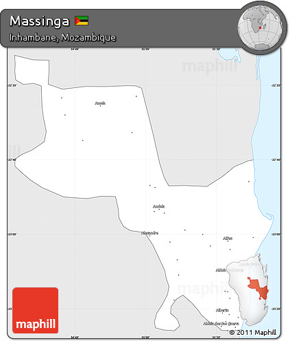 Silver Style Simple Map of Massinga, single color outside