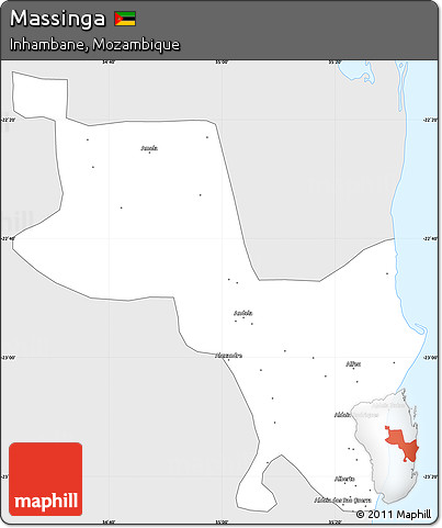 Silver Style Simple Map of Massinga, single color outside