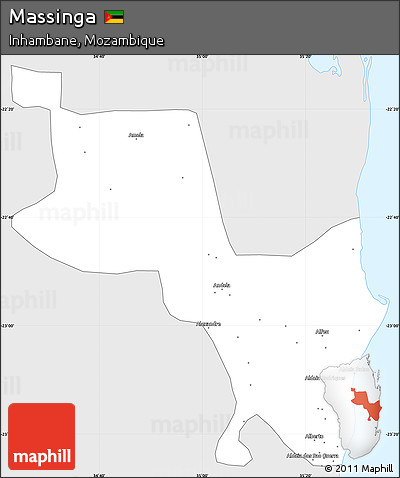 Silver Style Simple Map of Massinga, single color outside