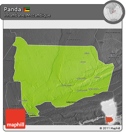 Physical 3D Map of Panda, darken, desaturated