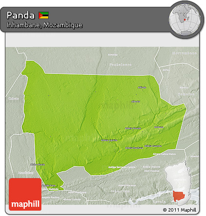 Physical 3D Map of Panda, lighten, semi-desaturated