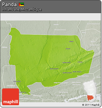 Physical 3D Map of Panda, lighten, semi-desaturated