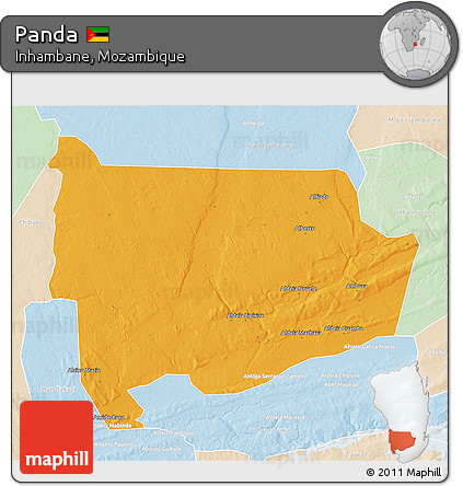 Political 3D Map of Panda, lighten