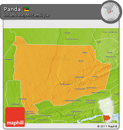 Political 3D Map of Panda, physical outside
