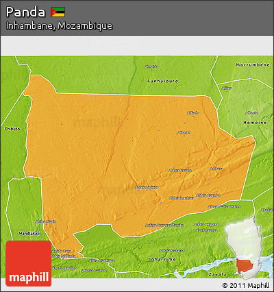Political 3D Map of Panda, physical outside