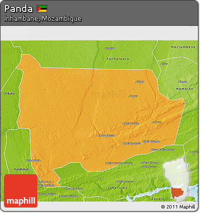 Political 3D Map of Panda, physical outside