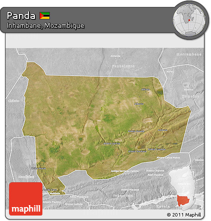 Satellite 3D Map of Panda, lighten, desaturated