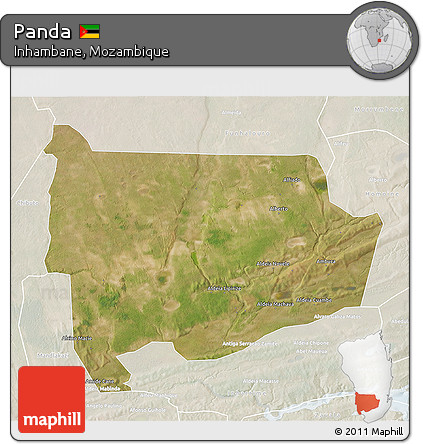 Satellite 3D Map of Panda, lighten