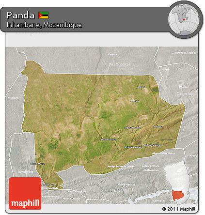 Satellite 3D Map of Panda, lighten, semi-desaturated