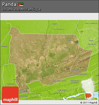 Satellite 3D Map of Panda, physical outside