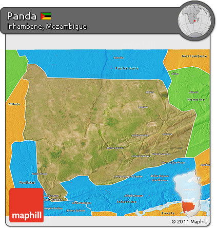 Satellite 3D Map of Panda, political outside