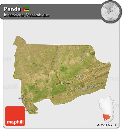 Satellite 3D Map of Panda, single color outside