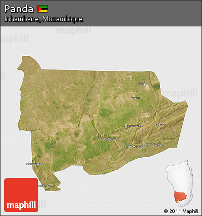 Satellite 3D Map of Panda, single color outside