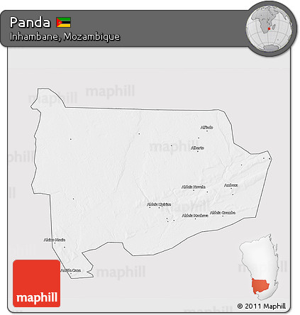 Silver Style 3D Map of Panda, single color outside