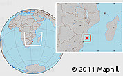 Gray Location Map of Panda, within the entire country