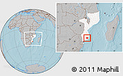 Gray Location Map of Panda, highlighted country, within the entire country, hill shading