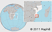 Gray Location Map of Panda, highlighted country, within the entire country