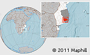 Gray Location Map of Panda, highlighted country, highlighted parent region, hill shading
