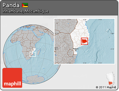 Gray Location Map of Panda, highlighted country, hill shading