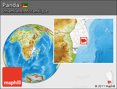 Physical Location Map of Panda, highlighted country