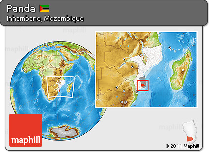 Physical Location Map of Panda, highlighted country, highlighted parent region, within the entire country
