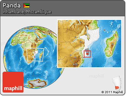 Physical Location Map of Panda, highlighted country, highlighted parent region, within the entire country