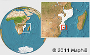 Satellite Location Map of Panda, highlighted country, within the entire country