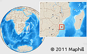 Shaded Relief Location Map of Panda, within the entire country