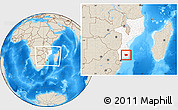 Shaded Relief Location Map of Panda, highlighted country, within the entire country