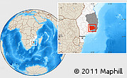 Shaded Relief Location Map of Panda, highlighted country, highlighted parent region