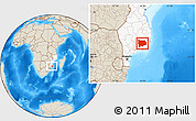Shaded Relief Location Map of Panda, highlighted country