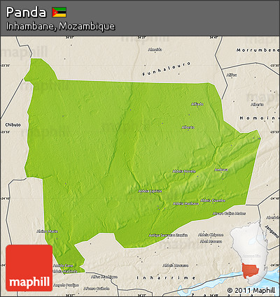 Physical Map of Panda, shaded relief outside