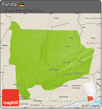 Physical Map of Panda, shaded relief outside