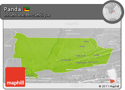Physical Panoramic Map of Panda, lighten, desaturated