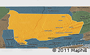Political Panoramic Map of Panda, darken, semi-desaturated