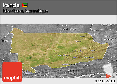 Satellite Panoramic Map of Panda, desaturated