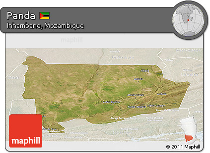 Satellite Panoramic Map of Panda, lighten